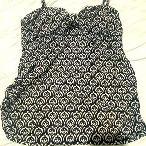 Old Navy Tankini Top Size L Black & White Print Spaghetti Straps